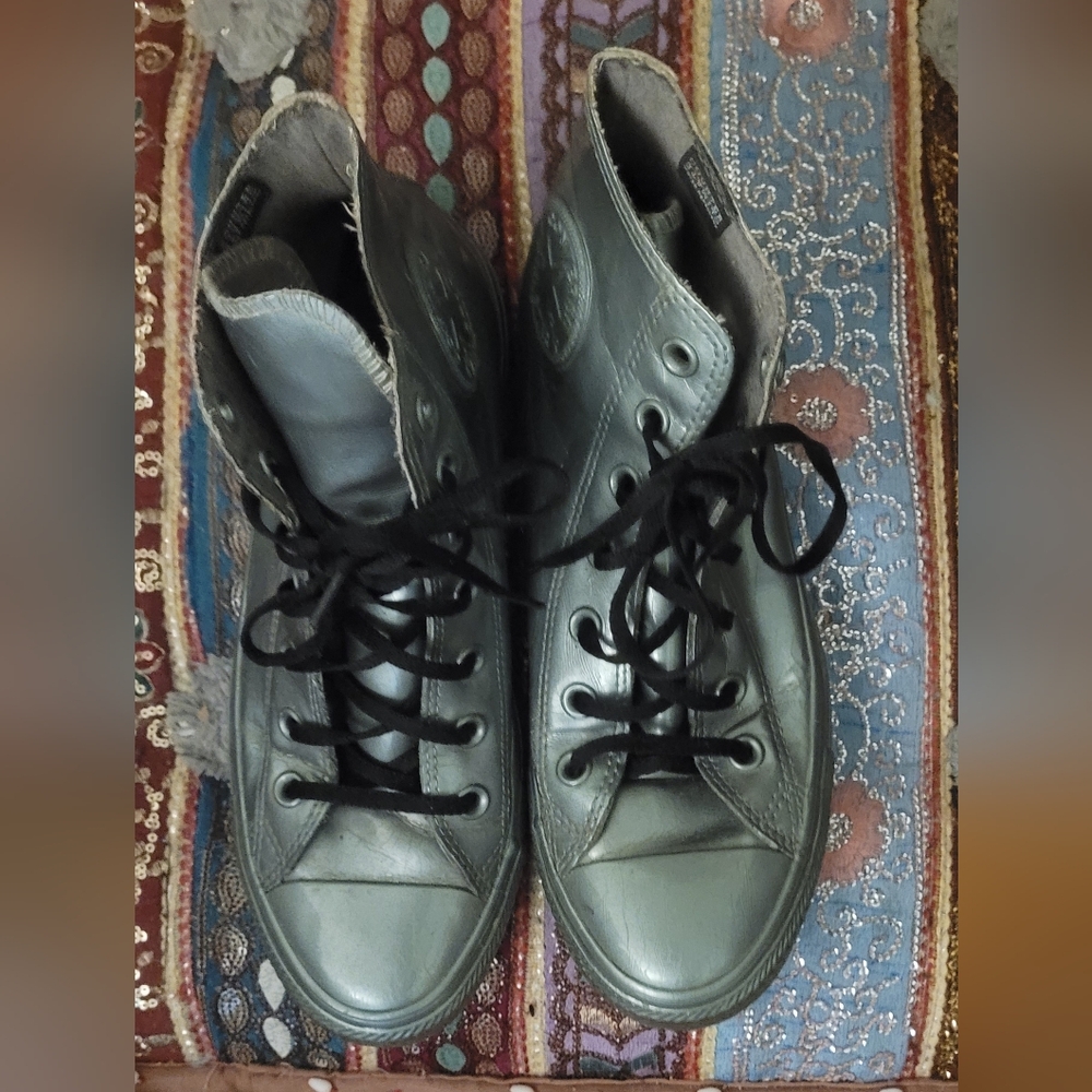 Converse CTAS Metallic Silver Rubber Hi-Tops